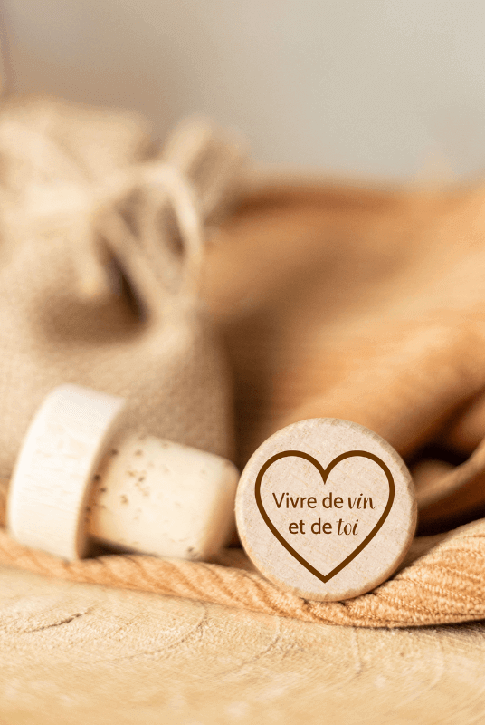Bouchon Bouteille de Vin "Vivre de Vin et de Toi"