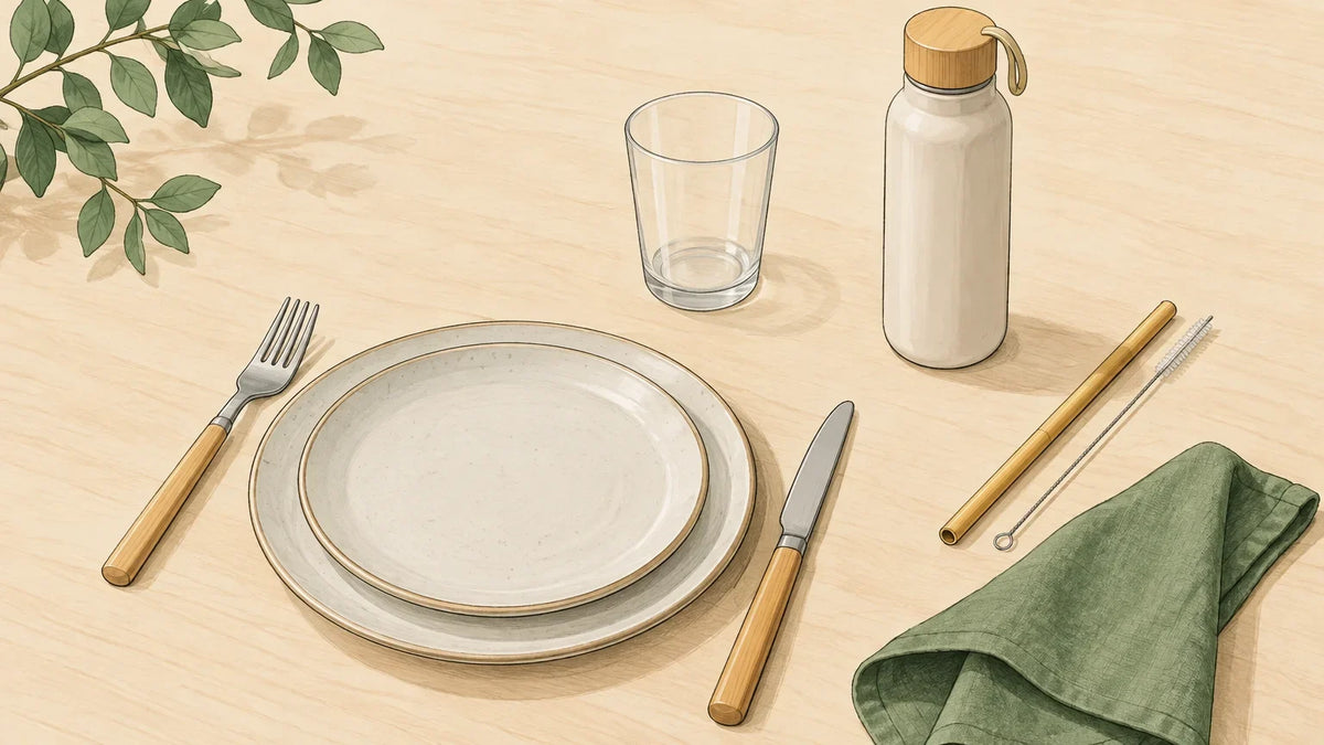 Sélection sobre d’articles réutilisables pour la table et les boissons