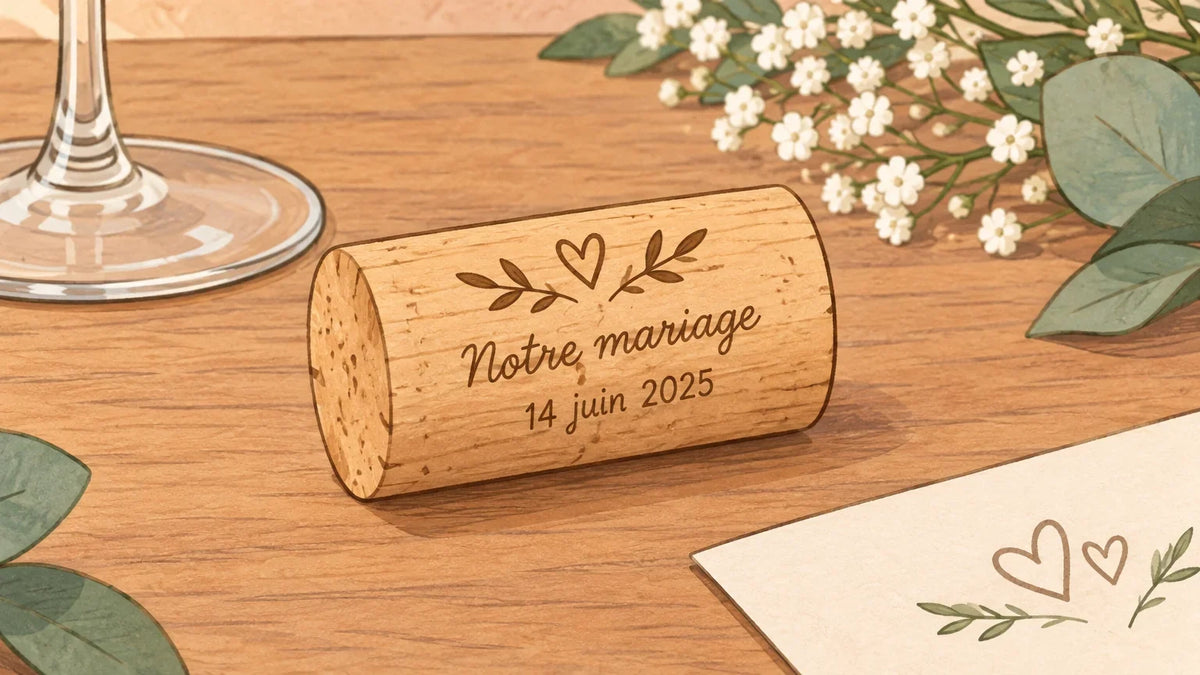Bouchons de vin personnalisés pour un mariage