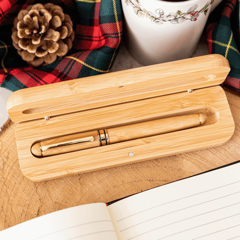 Stylo à Personnaliser avec Coffret en Bambou - My Bambou