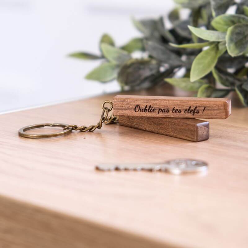 Porte-Clés en Bois de Noyer à Personnaliser - My Bambou