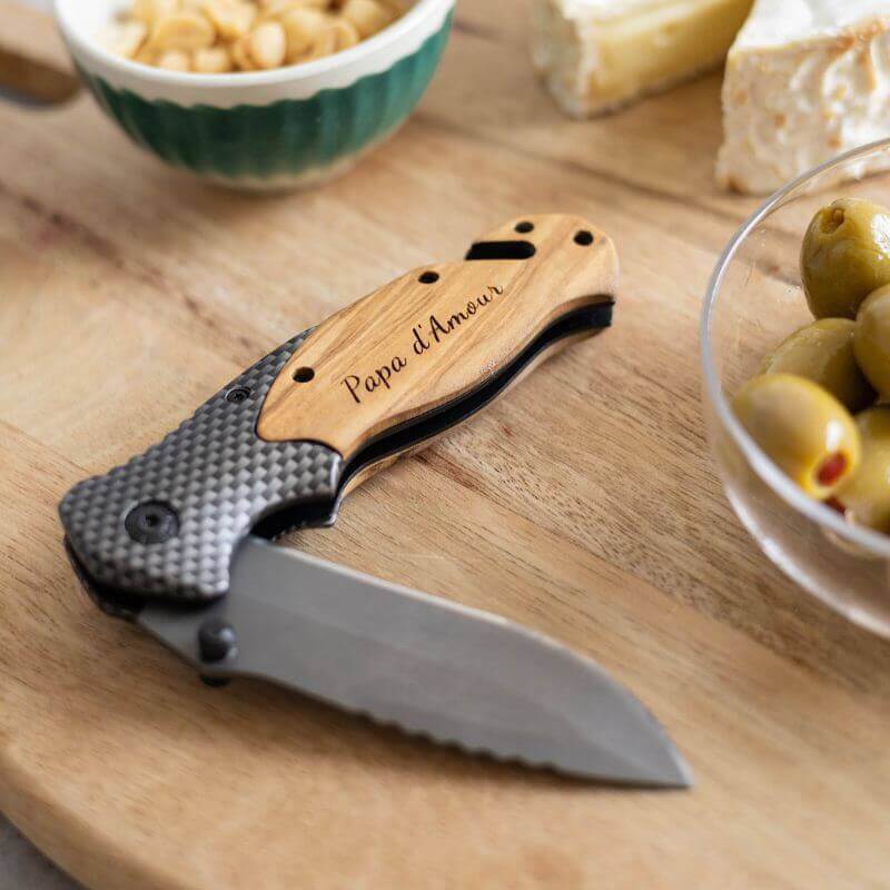 Couteau En Bois de Noyer à Personnaliser - My Bambou
