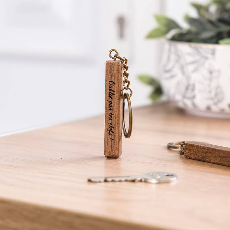 Porte-Clés en Bois de Noyer à Personnaliser - My Bambou