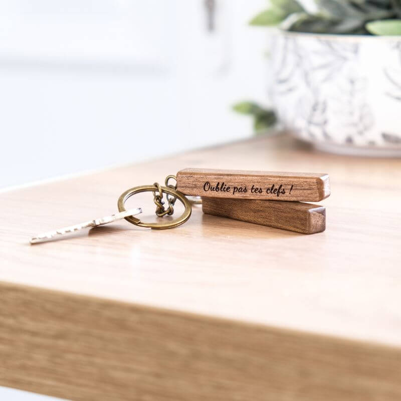 Porte-Clés en Bois de Noyer à Personnaliser - My Bambou