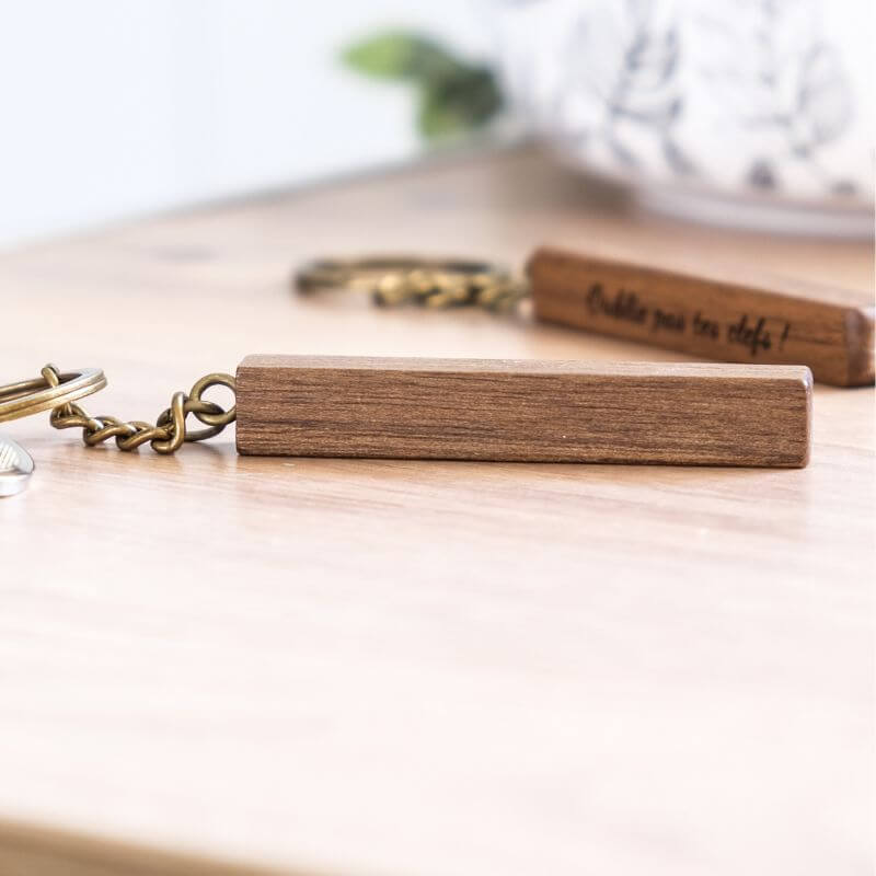 Porte-Clés en Bois de Noyer à Personnaliser - My Bambou