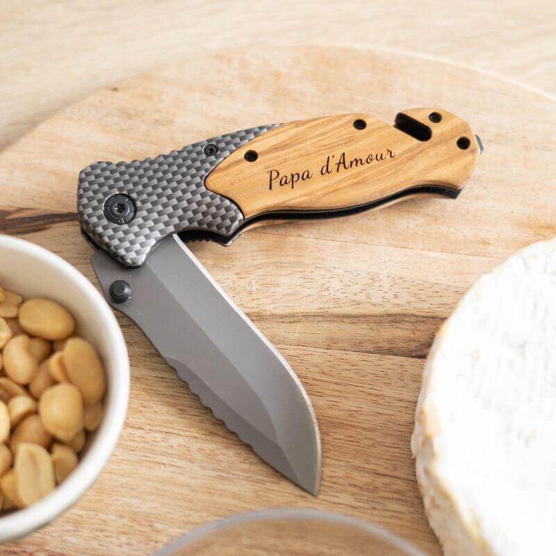 Couteau En Bois de Noyer à Personnaliser - My Bambou
