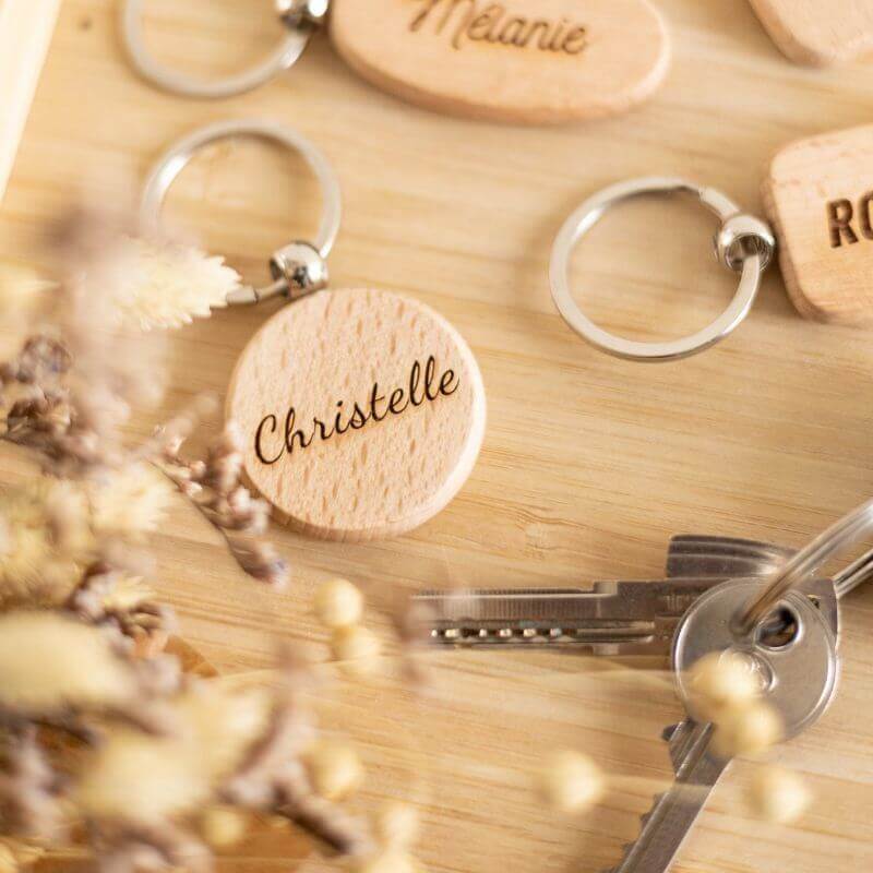 Porte Clés Personnalisable Rond en Bois - My Bambou