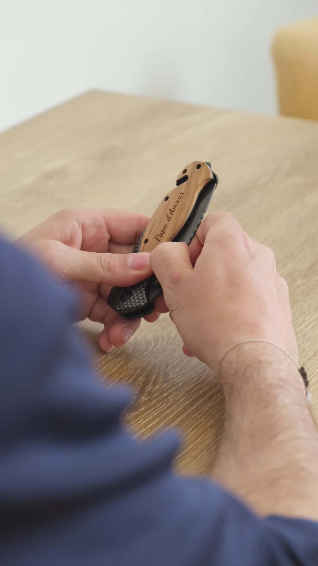 Couteau En Bois de Noyer à Personnaliser - My Bambou