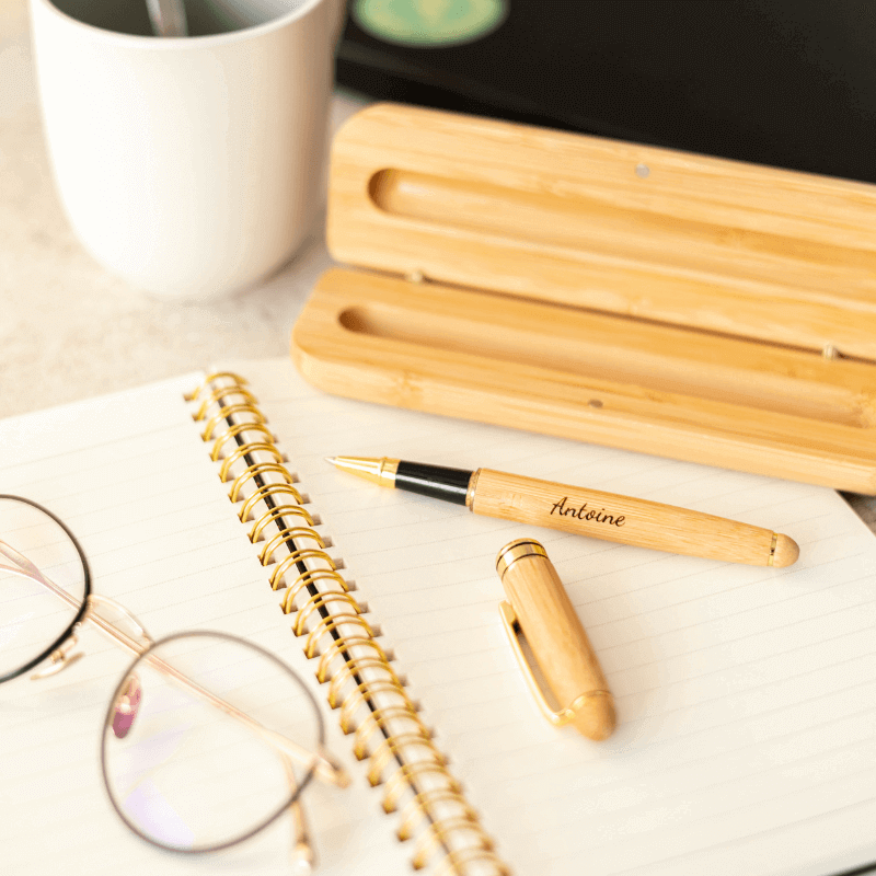 Stylo à Personnaliser avec Coffret en Bambou - My Bambou - My Bambou