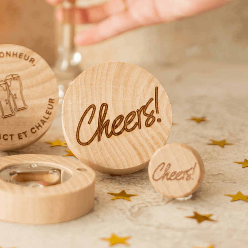 Décapsuleur Rond Personnalisé "Cheers" - My Bambou - My Bambou