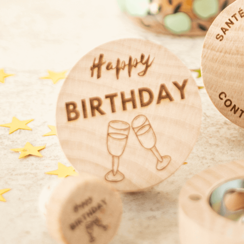 Décapsuleur Rond Personnalisé "Happy Birthday" - My Bambou - My Bambou