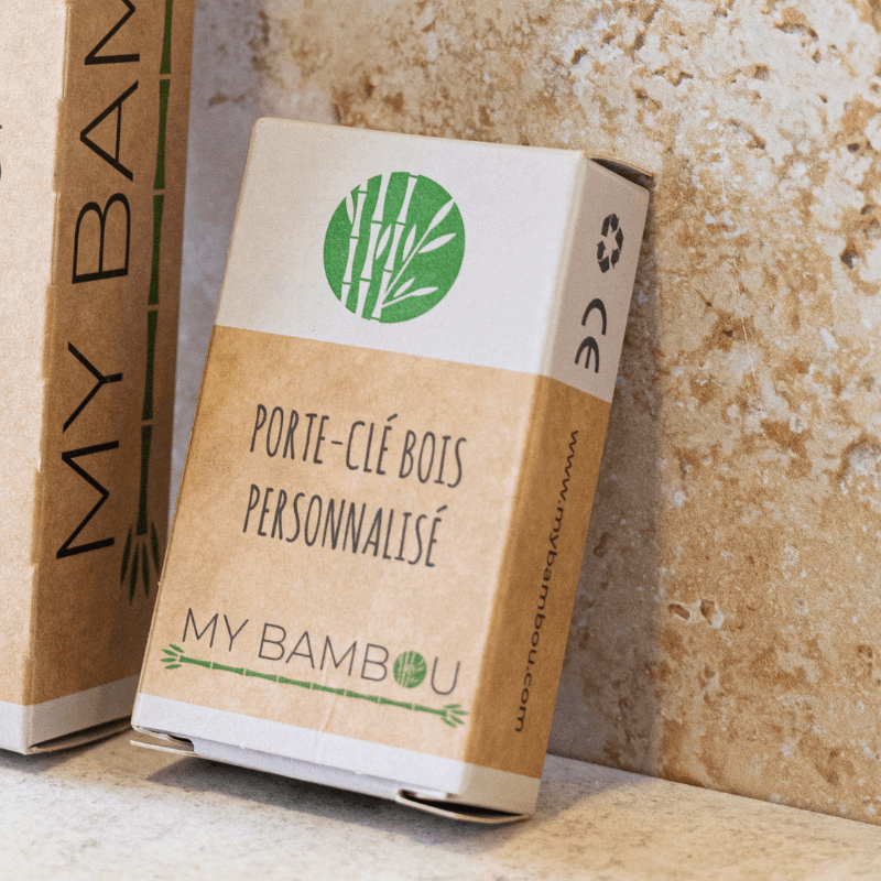Porte Clés Personnalisable Carré en Bambou - My Bambou - My Bambou