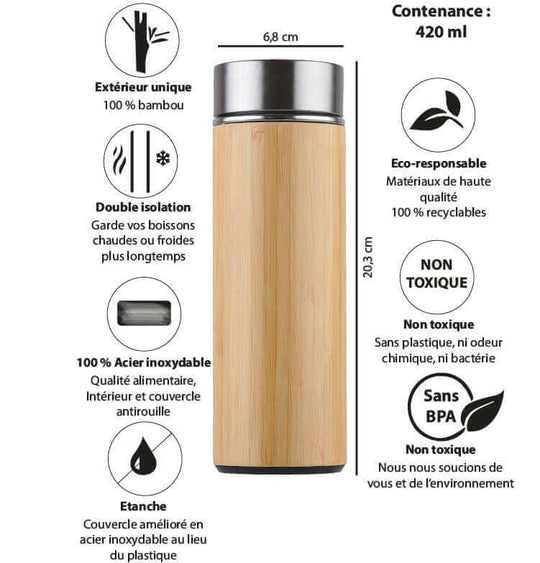Gourde Isotherme Thermos à Personnaliser - My Bambou - My Bambou