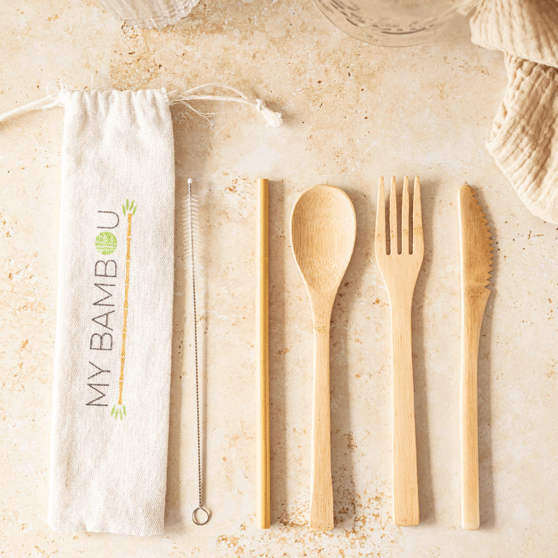 Set Couverts Bambou + Paille à Personnaliser- My Bambou