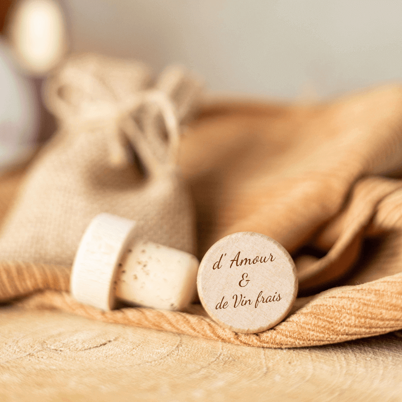 Bouchon Bouteille de Vin "D'amour & De Vin Frais"